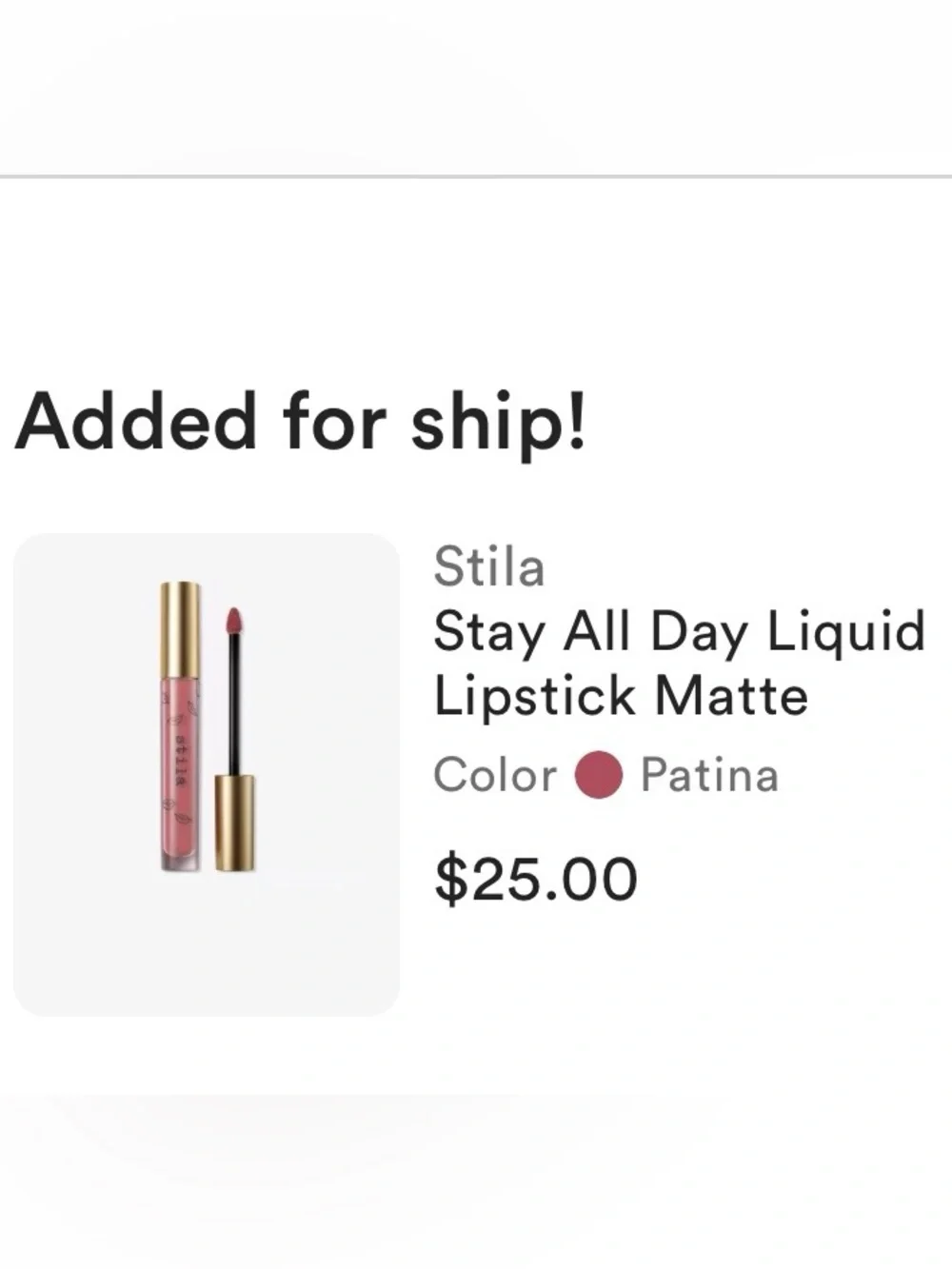 Stila Stay All Day Liquid Lipstick - Patina Matt Creamy NIB